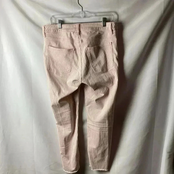 LC LAUREN CONRAD SKINNY CROP JEANS SIZE 12 SOFT RED STRIPE RAW HEM GUC CLEAN - Picture 8 of 13